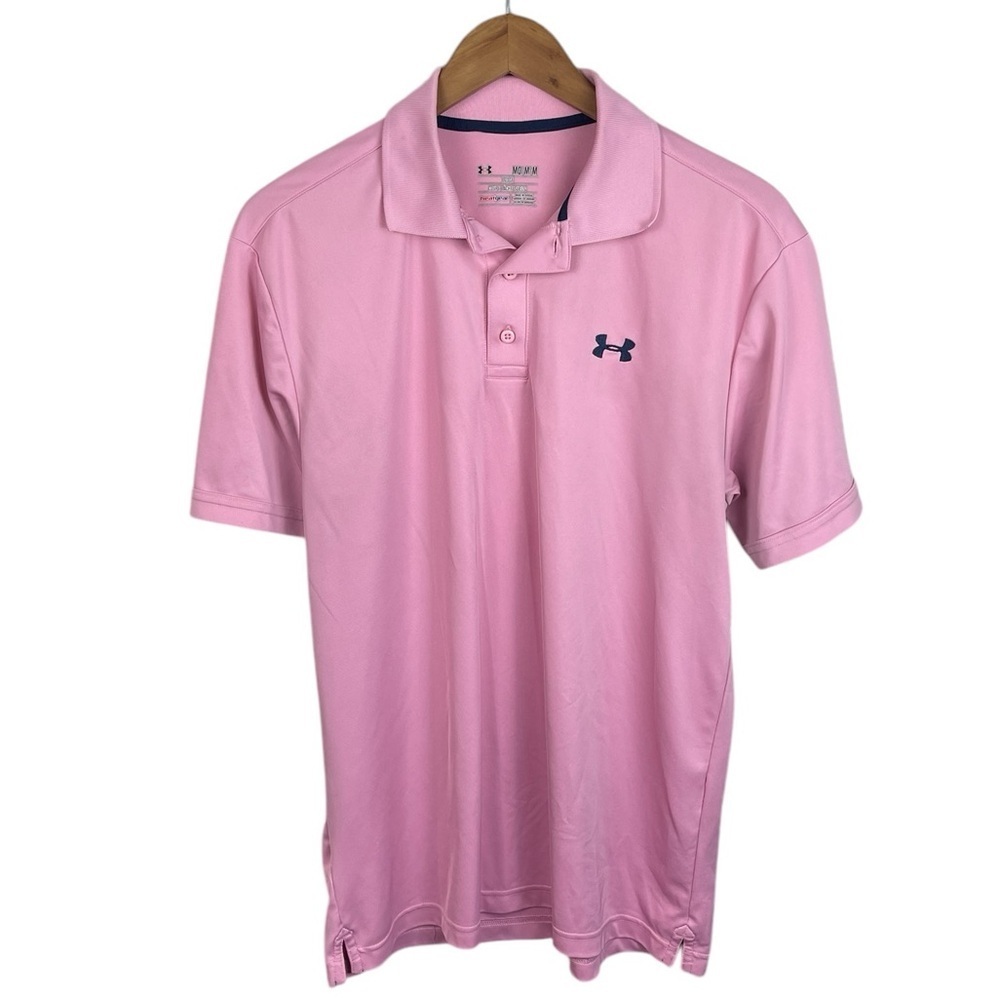 PO553 Men’s Under Armour Loose Fit Heat Gear Performance Baby Pink Polo Shirt M